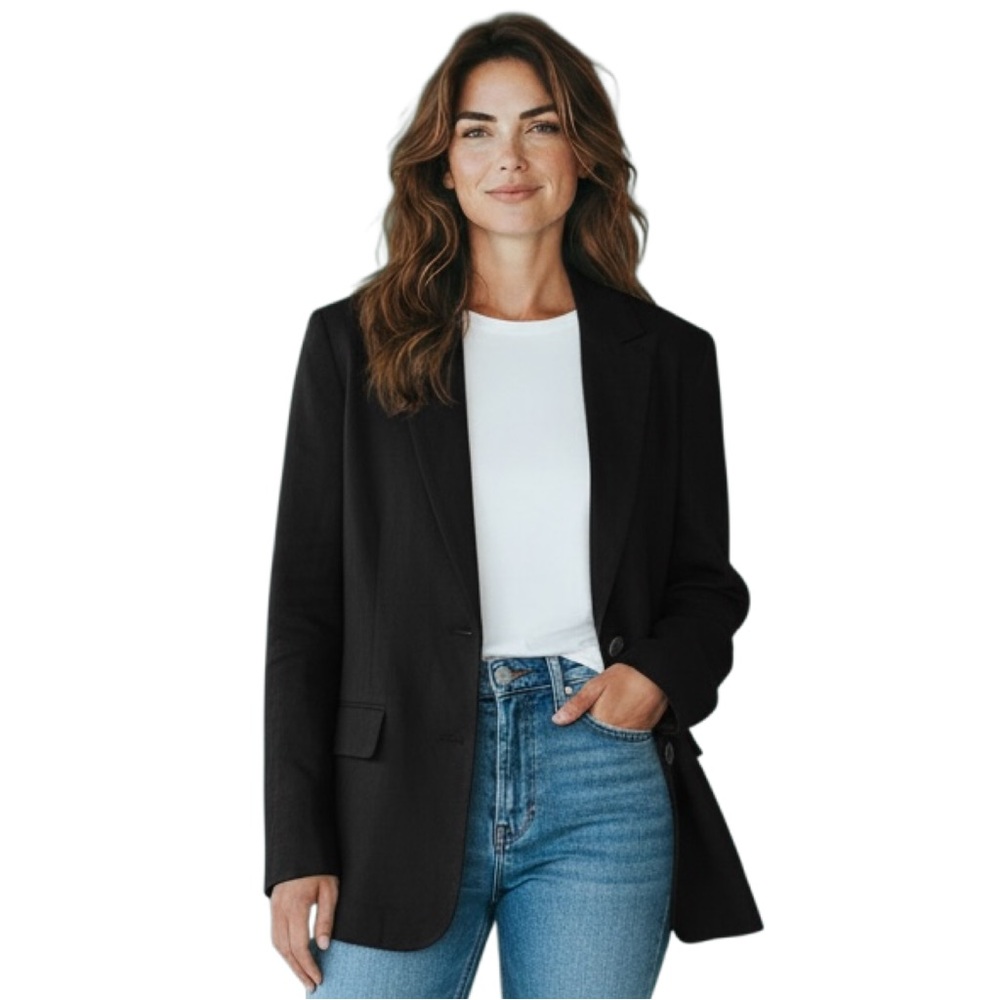Talbots Black Irish Linen Blazer Size 2P